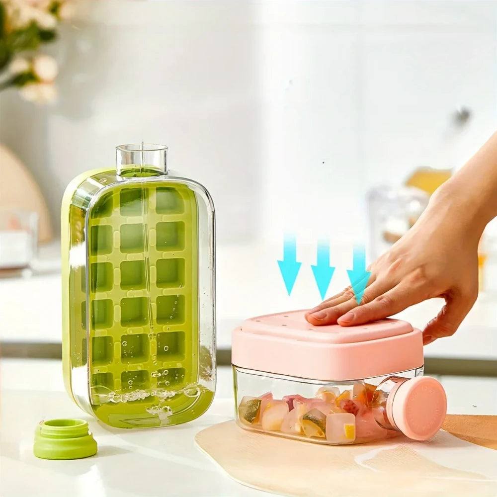 Ice Cube Tray Bottle with Straw