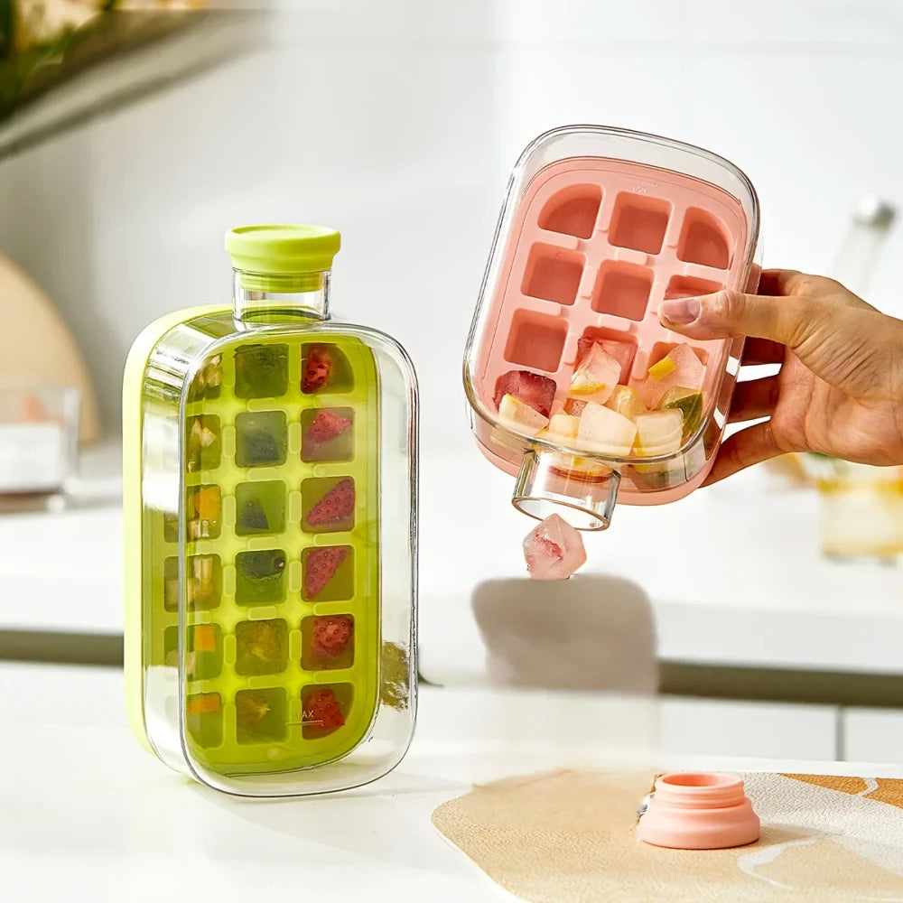 Ice Cube Tray Bottle with Straw
