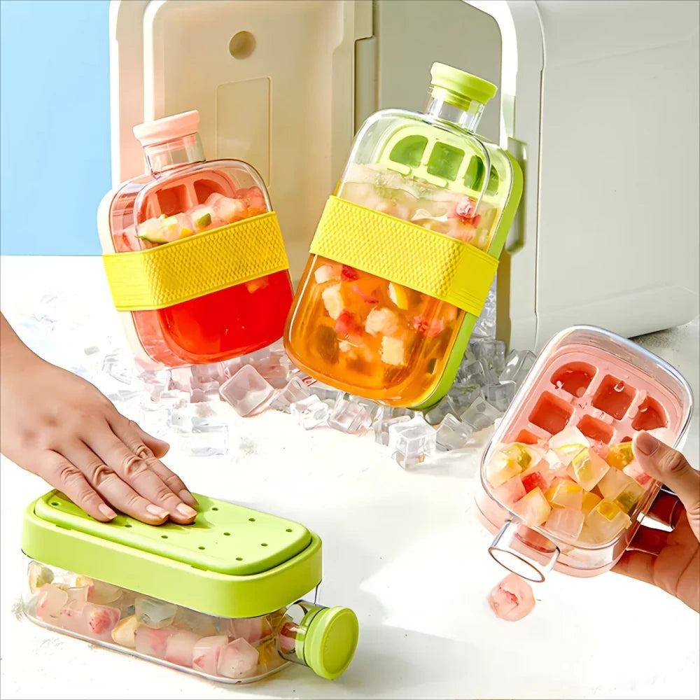 Ice Cube Tray Bottle with Straw