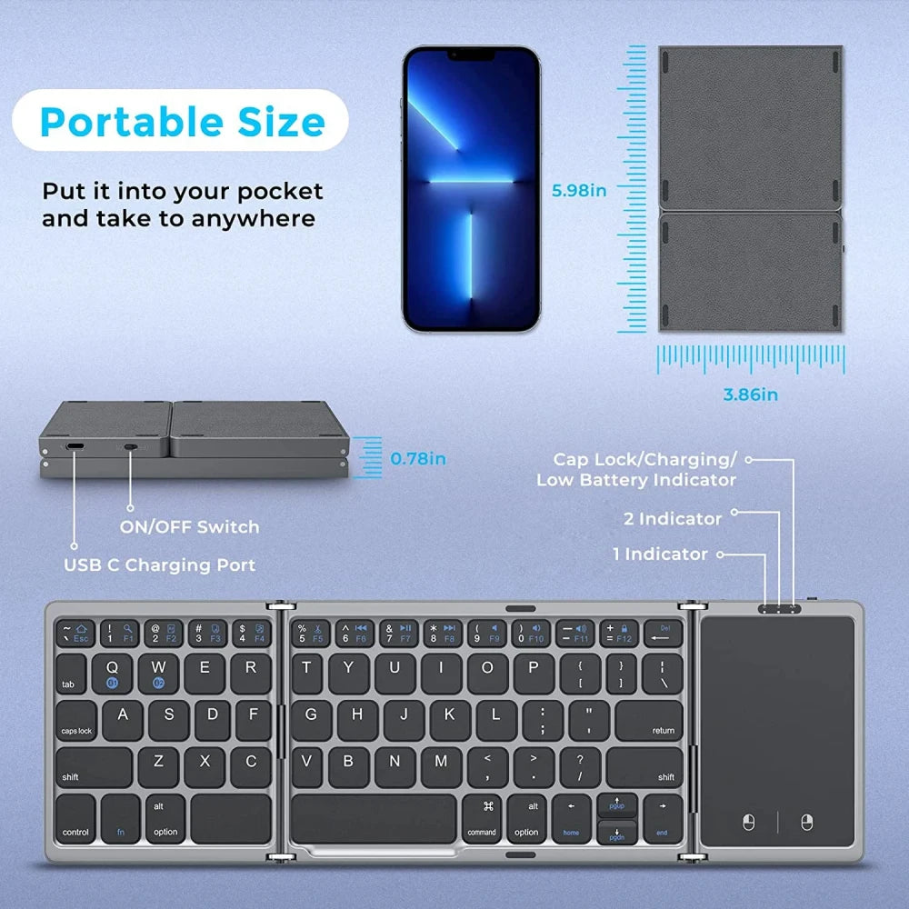 Foldable Dual Bluetooth Keyboard